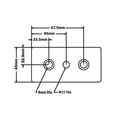 32-4590M12-1SS MODULAR SOLUTIONS MOUNTING PLATE 45 X 90 M12 THREADED CENTER THRU HOLE